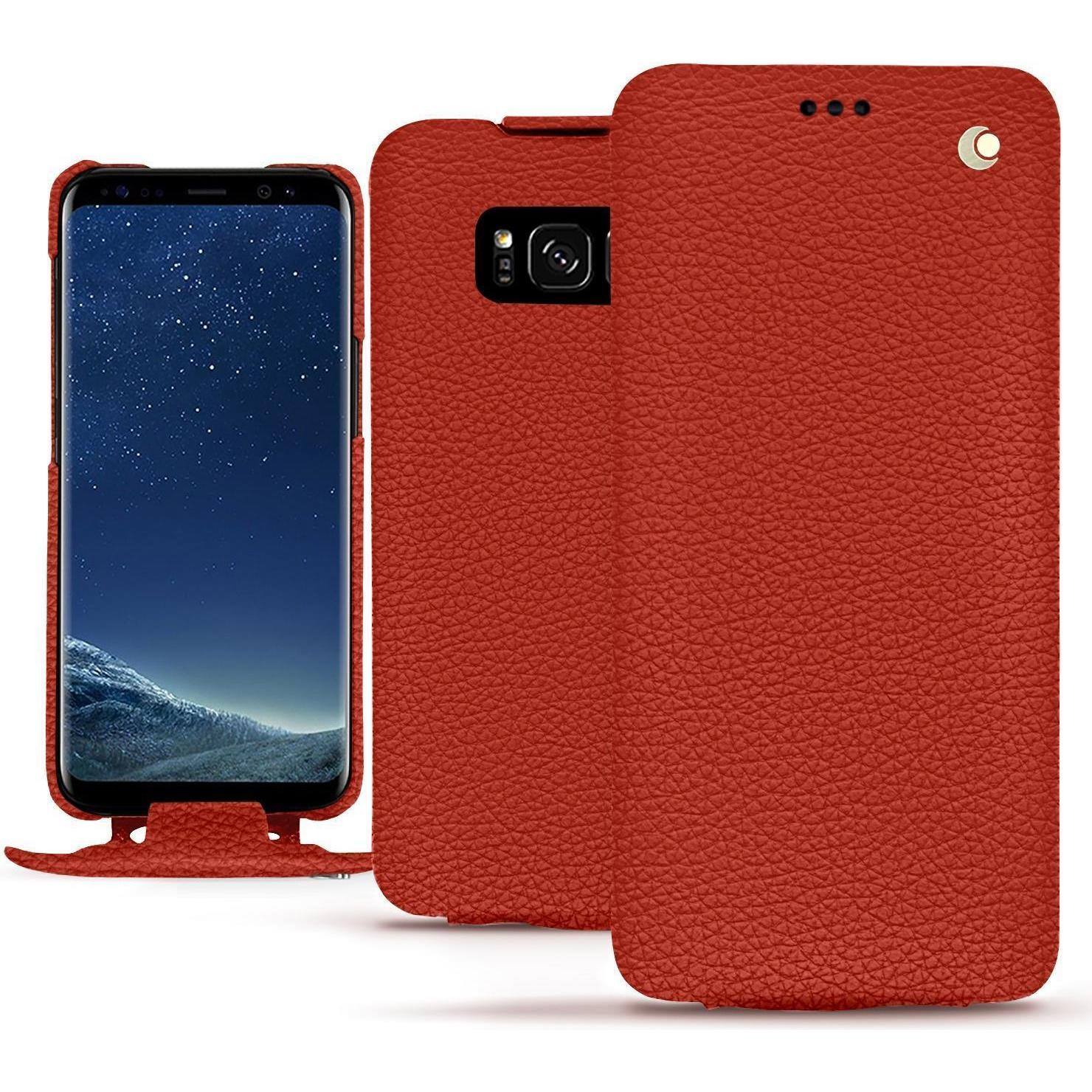 Noreve Lederschutzhülle vertikal (Samsung Galaxy S8+), Smartphone Hülle, Orange