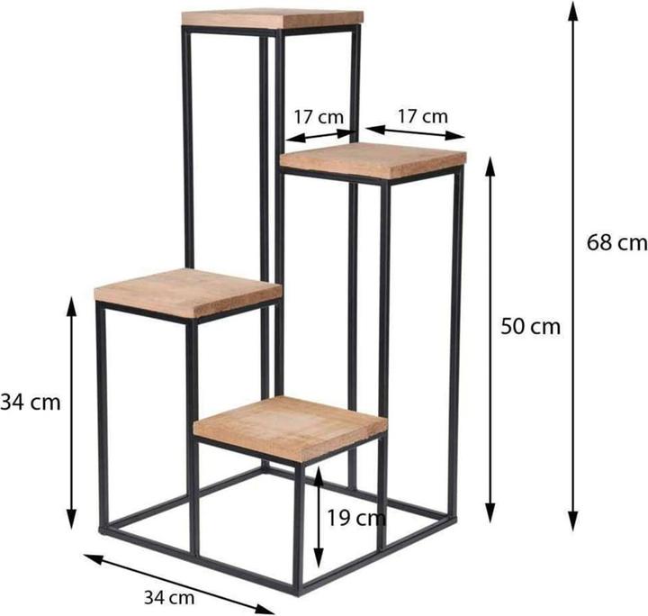 Immagine prodotto Home&Styling Supporto per piante con 4 ripiani Supporto per vasi da fiori naturale e nero