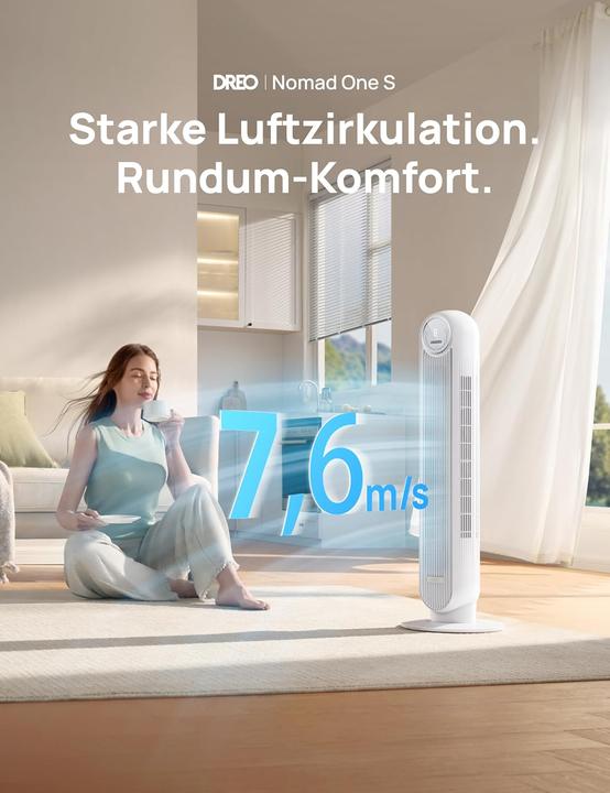 Image du produit Dreo Nomad One S Smart-Turmventilator mit WLAN & Fernbedienung (28 dB)