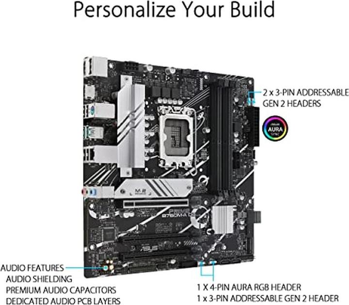 Actual product image ASUS PRIME B760M-A D4-CSM (LGA 1700, Intel B760, mATX)