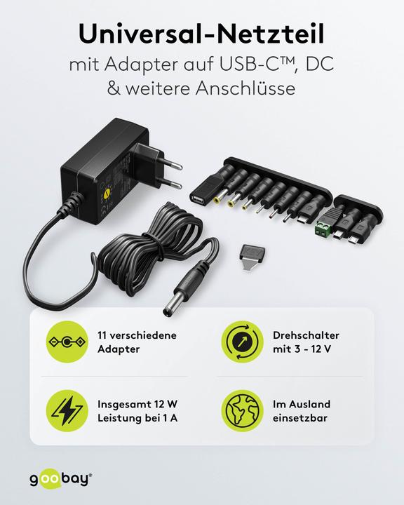 Image du produit Goobay Universal-Netzteil 3 V - 12 V