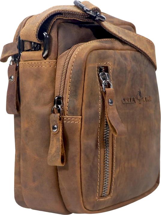 Actual product image Greenwood Herrentasche Echtleder 9 Zoll Nili Vintage Look Camel-Braun No.20