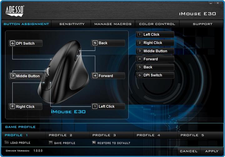 Image du produit Adesso iMouse E30 Souris RF sans fil Optique 2400 DPI droite (Sans fil)