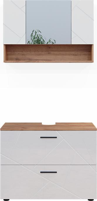 Gold power oak, White, White High Gloss