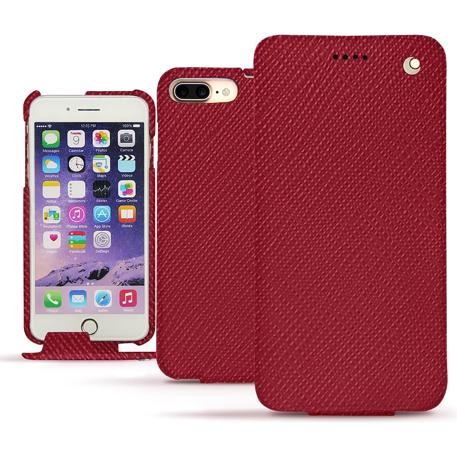 Noreve Lederschutzhülle vertikal (Apple iPhone 7 Plus), Smartphone Hülle, Rot