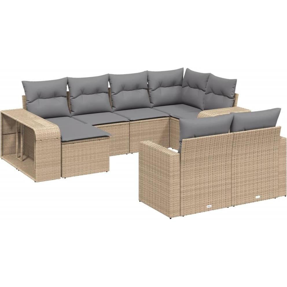 VidaXL, Gartenlounge, 10-tlg. Garten-Lounge-Set mit Kissen