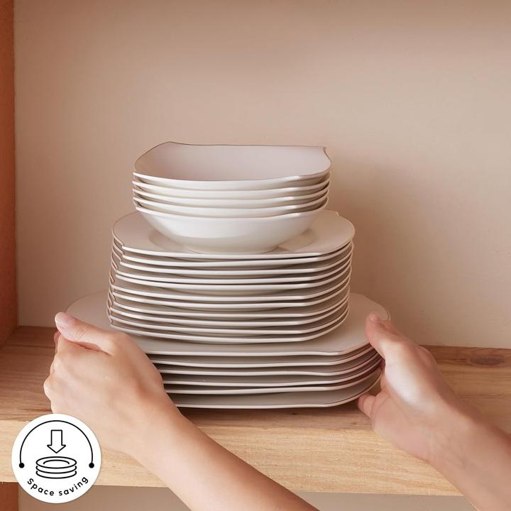 Actual product image Karaca Wave 53-Piece Bone Porcelain Tableware Set (53 pcs.)