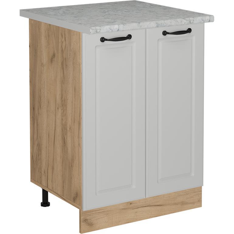Vicco, Regal, Küchenunterschrank R-Line, Weiss Landhaus/Goldkraft Eiche, 60 cm AP Marmor
