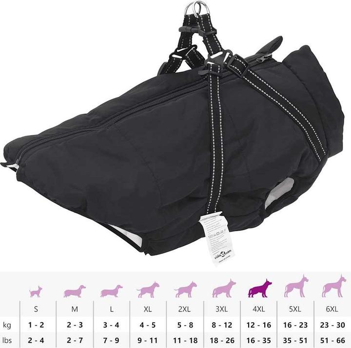 Actual product image vidaXL Dog coat with harness Waterproof Reflective (48, Dog coat)
