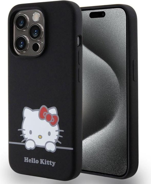 Actual product image Hello Kitty Liquid Silicone Daydreaming Logo Case for iPhone 15 Pro - Black (Apple iPhone 15 Pro)