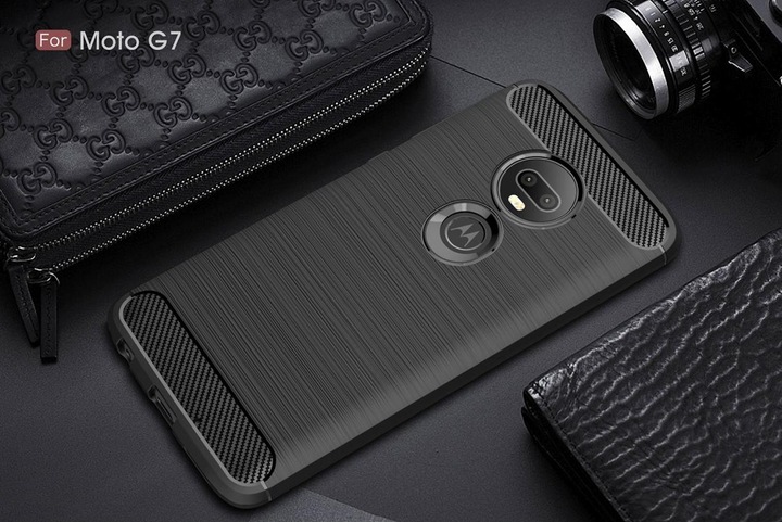 Produktbild Screenguard Motorola Moto G7 Plus Hülle Carbon Brushed Soft TPU (Motorola Moto G7 Plus)