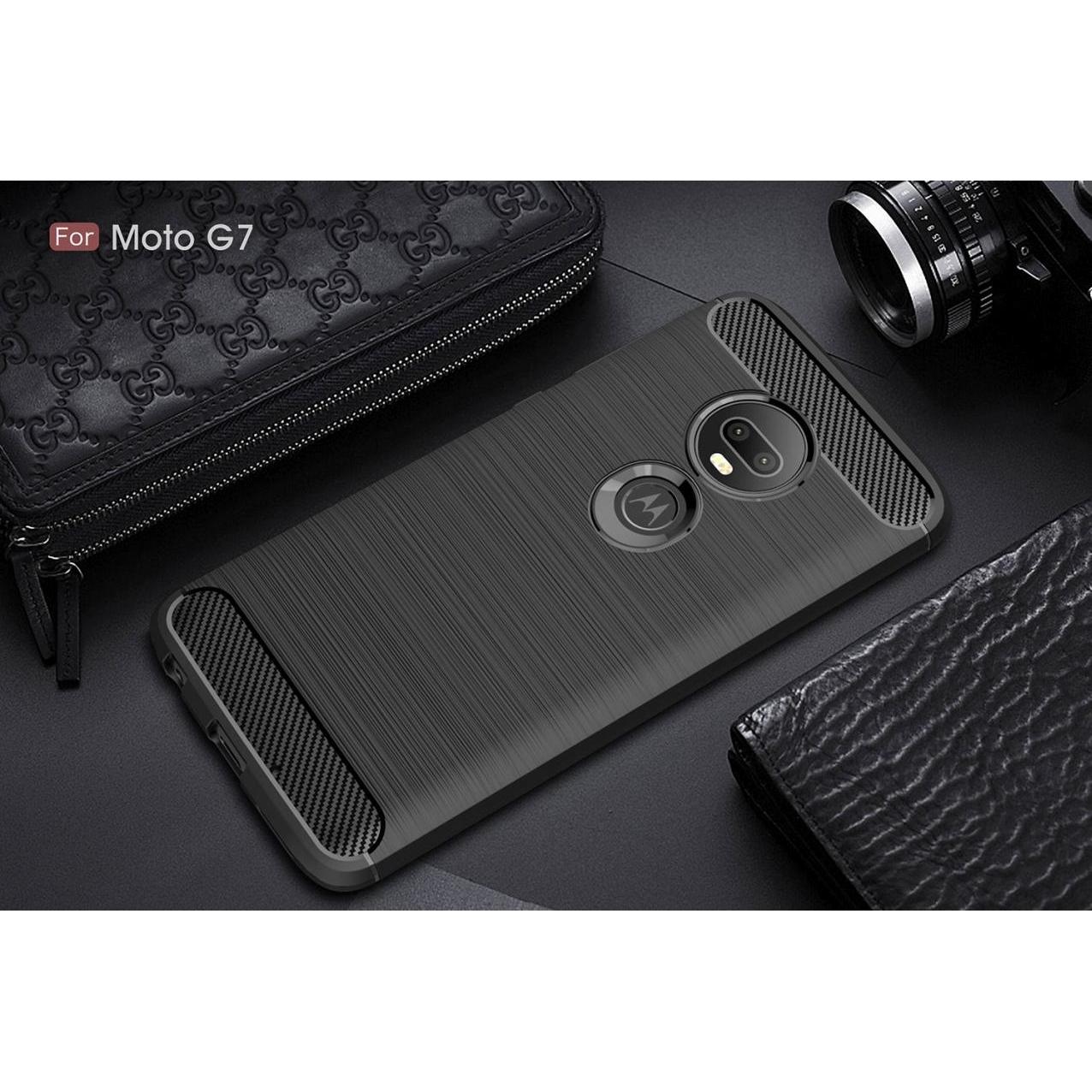 Thumbnail - Screenguard Motorola Moto G7 Plus Hülle Carbon Brushed Soft TPU (Motorola Moto G7 Plus), Smartphone Hülle, Schwarz