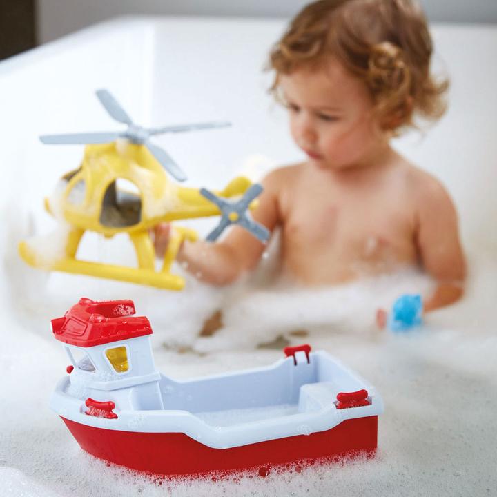 Actual product image Green Toys Lifeboat with helicopter