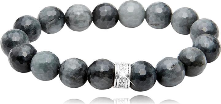 Immagine prodotto Leyda Bracciale a occhi di gatto con argento e zirconi (20 cm, Argento 925, Pietra, Sintetico)