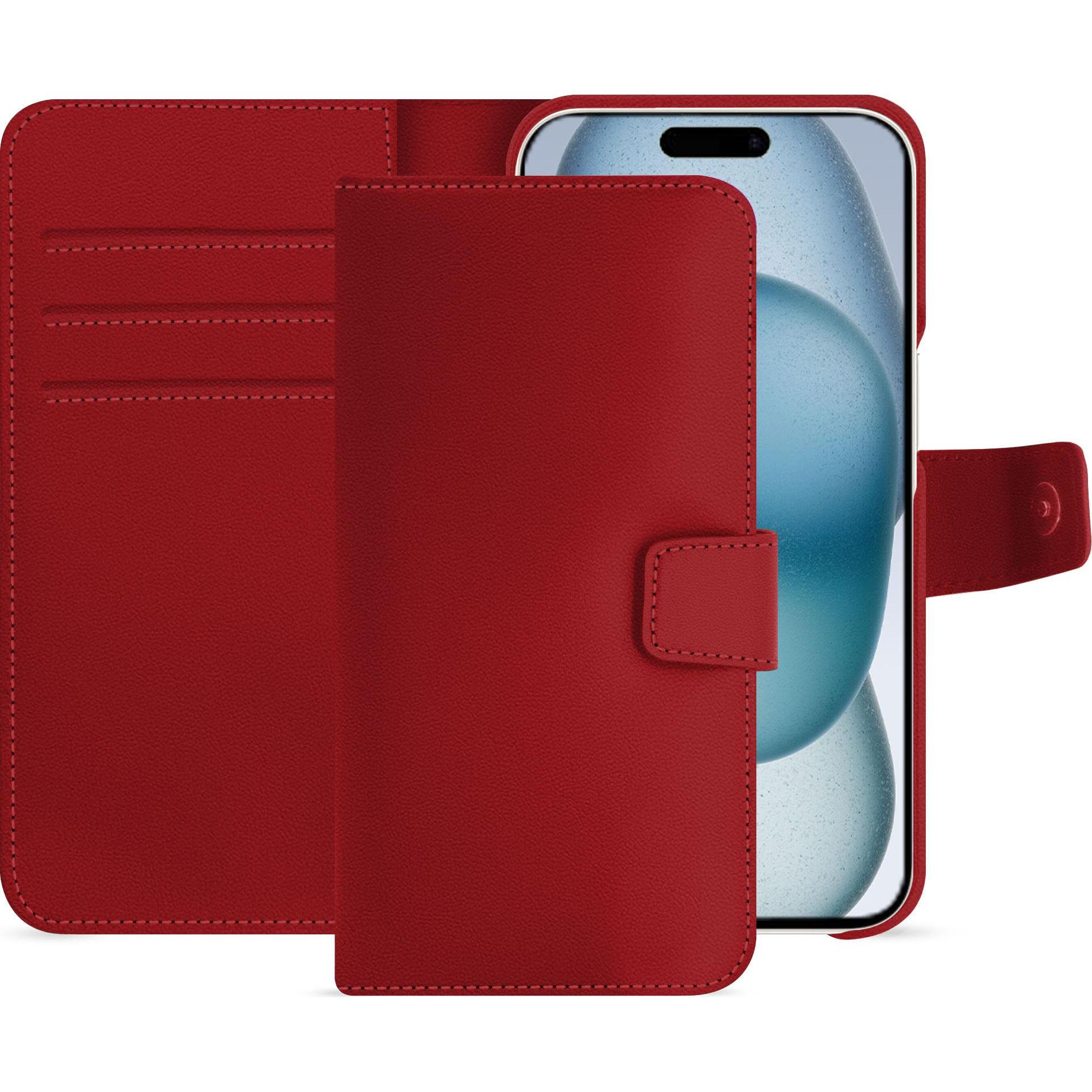 Noreve Lederschutzhülle Apple iPhone 15 (Apple iPhone 15), Smartphone Hülle, Rot
