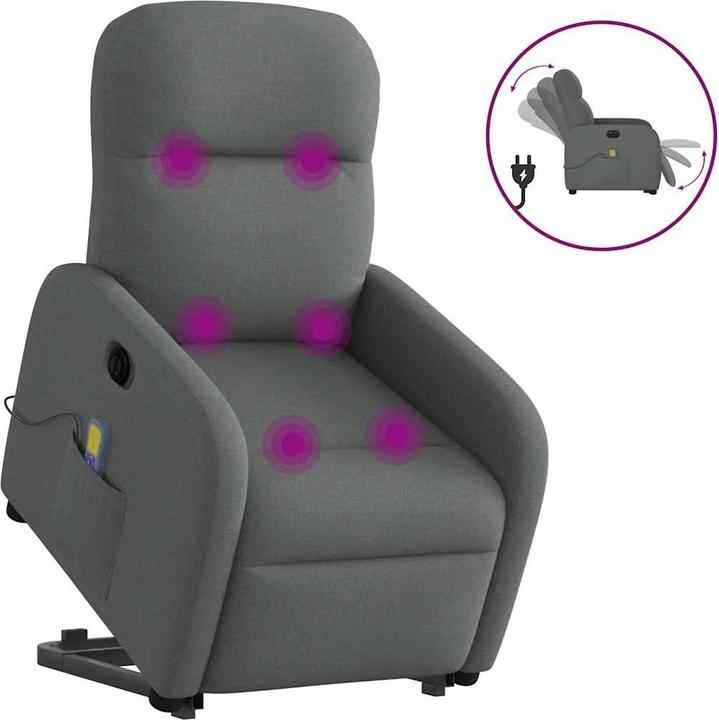 Immagine prodotto VidaXL Poltrona massaggiante elettrica con ausilio per la posizione eretta in tessuto grigio scuro