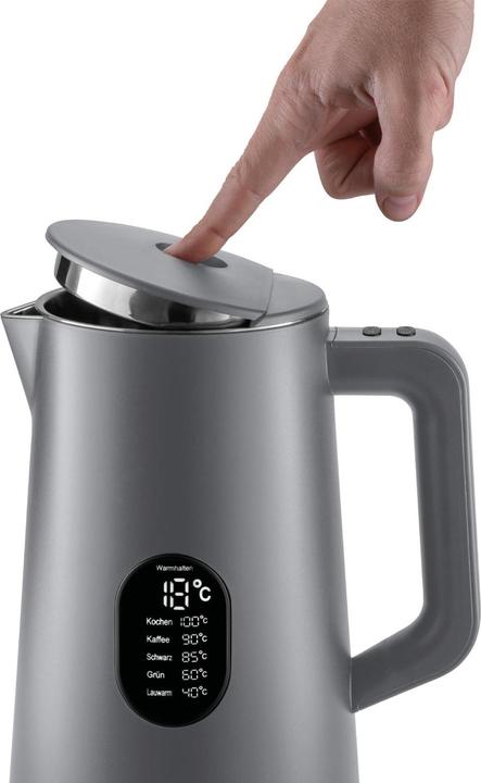 Image du produit KLAMER Wasserkocher Edelstahl 1,5L 1800W elektrischer Wasserkocher grau mit Temperatureinstellu… (1.50 l)