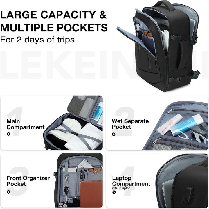 Produktbild Only-Bags.Store Handgepäck Wasserdichter Rucksack mit 3 Packwürfeln, Grosser Reiserucksack Travel Backpack (20 l)