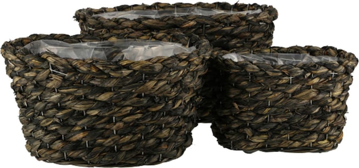 Produktbild Natura Punto 3er-Set Natur Pflanzentöpfe aus Gras-Geflecht, 3 Grössen, dunkelbraun (24 cm)