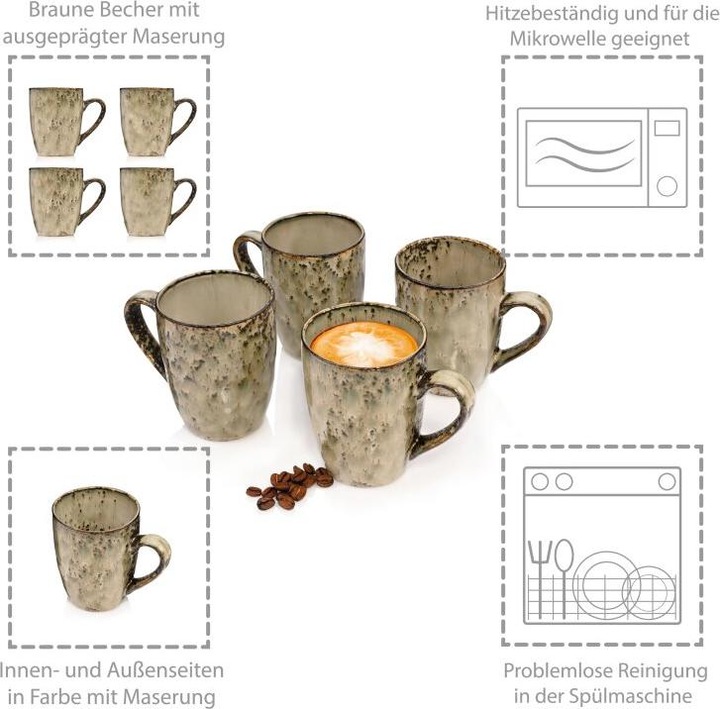 Produktbild Sänger Geschirr Kaffeetassen Set Pompei (350 ml, 4 x)