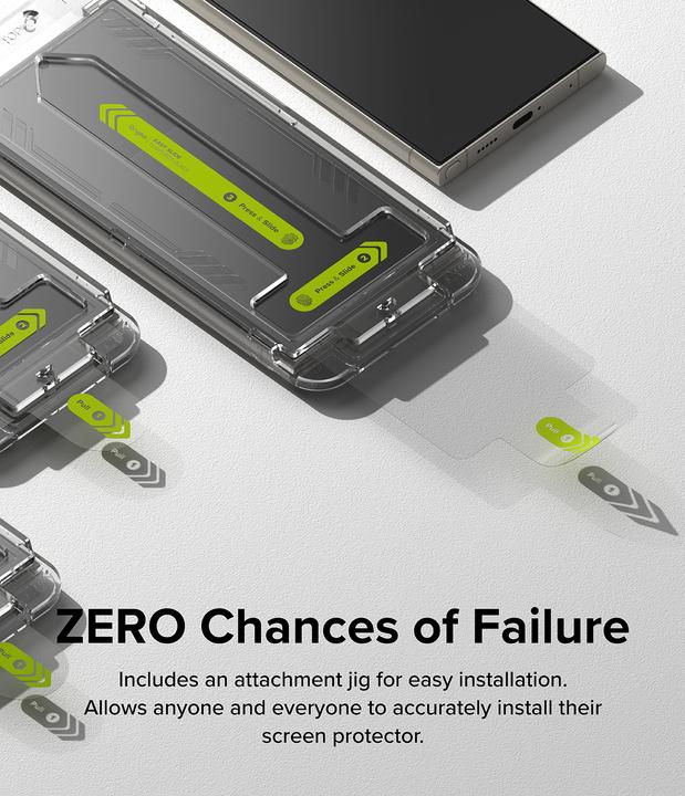 Actual product image Ringke Screen Protector for Galaxy S24 Ultra EASY SLIDE TEMPERED GLASS 2 pack, w installation Jig (2 pcs., Samsung Galaxy S24 Ultra)