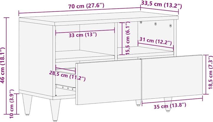 Actual product image vidaXL TV-Schrank (70 x 33.50 x 46 cm)