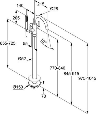 Productafbeelding Kludi WF u Br-arm NOVA FONTE PURISTIC freistehend, DN 15 chrom