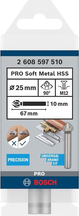 Produktbild Bosch Professional Zubehör PRO Soft Metal HSS Kegelsenker, 25 x 67 mm, M12 (10 mm)