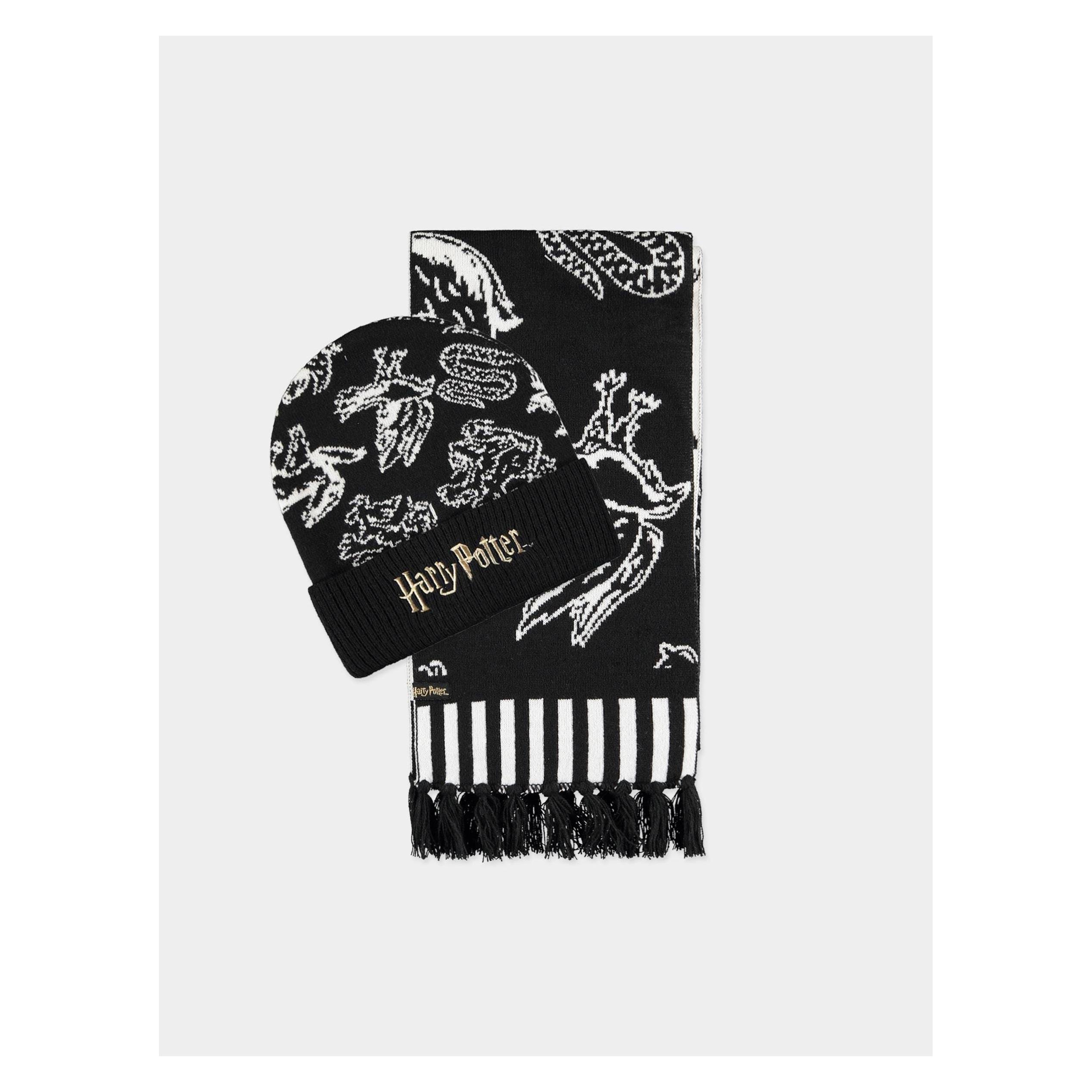 Harry Potter: Wizards Unite Harry Potter, Wizards Unite, Damen, Mütze, Giftset (Beanie & Scarf), Schwarz, (One Size)