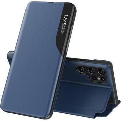 ECO Galaxy S23 Ultra with flip stand Leather View Case (Samsung Galaxy S23 Ultra), Smartphone Hülle, Blau
