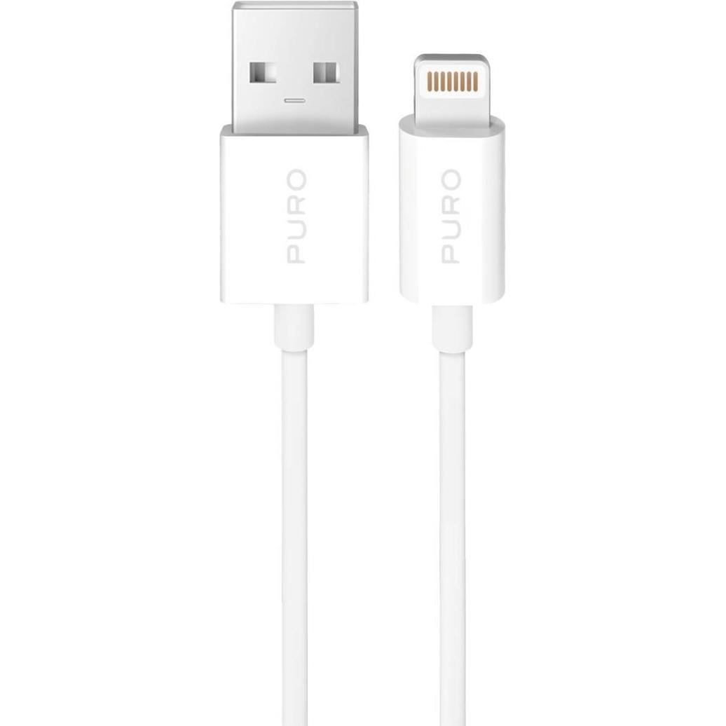 Puro TPE 12W USB-A - Lightning Kabel 2m - Weiss (2 m, USB 2.0, 12 W), Cavo USB
