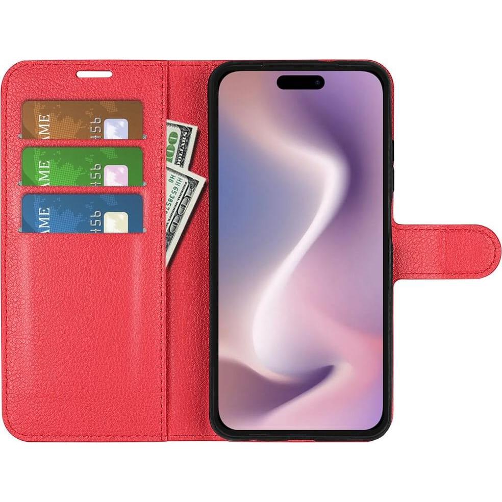 Thumbnail - Cover-Discount iPhone 16 Pro - Leder Etui Hülle (Apple iPhone 16 Pro), Smartphone Hülle, Rot