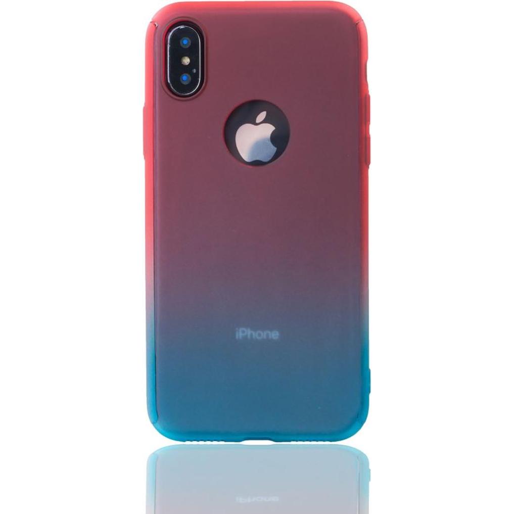 Thumbnail - König Design Hülle Handy Schutz für Apple iPhone X Full Case Cover Displayschutz Bumper Blau (Apple iPhone X), Smartphon...