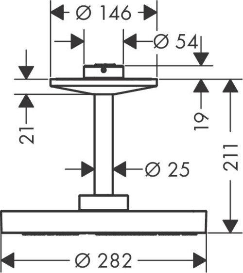 Actual product image Axor Overhead shower 280 2jet ONE with ceiling connection chrome (2 Beam types, 18 l/min)