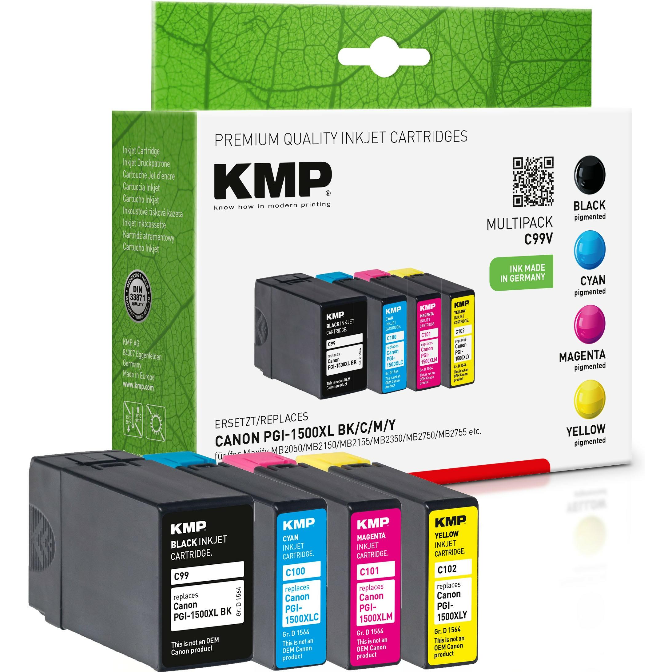 KMP, Druckerpatrone, Tinte ersetzt PGI1500XLBK, C, M, Y (9182B004) (M, BK, Y, C)