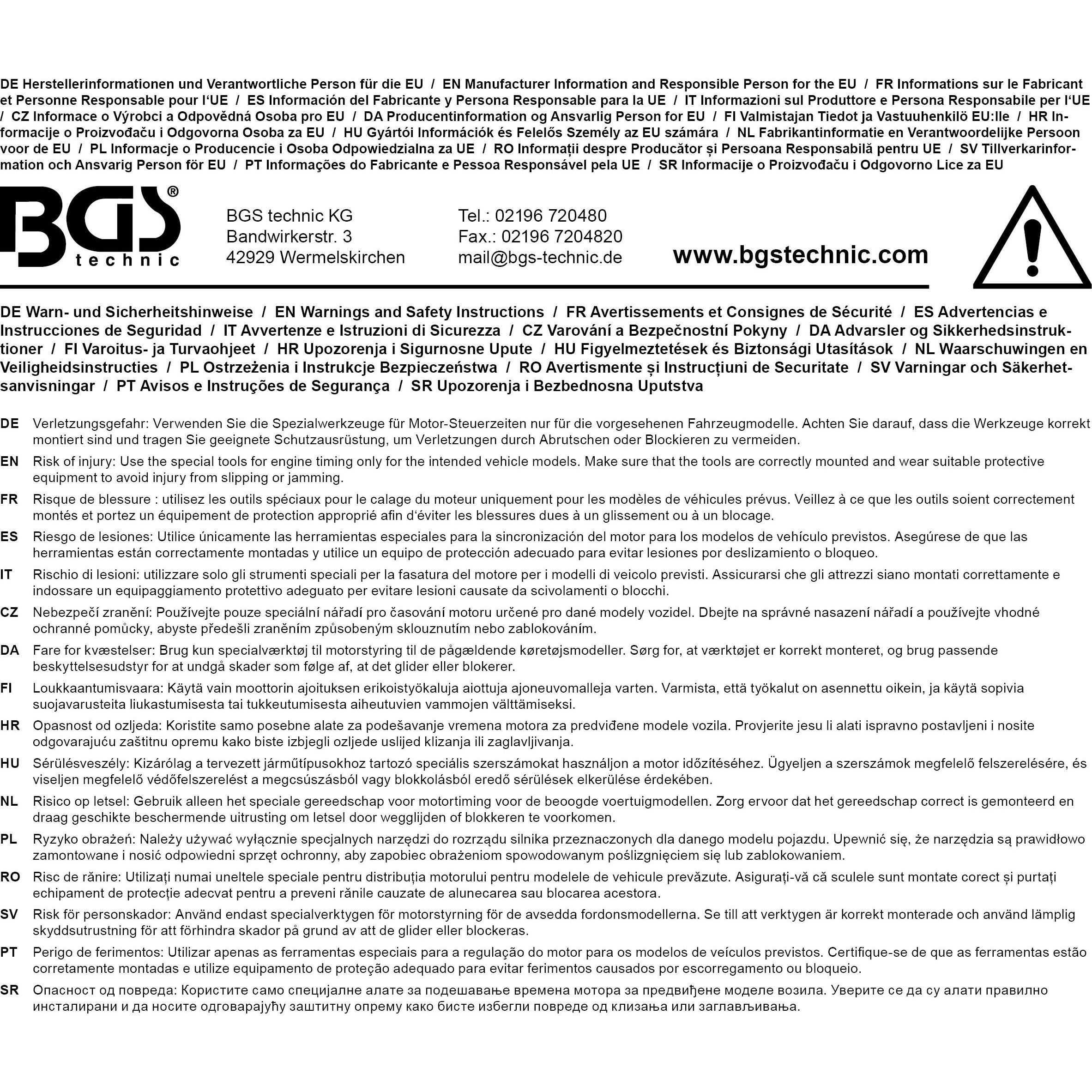 Thumbnail - BGS, Zubehör Werkzeugaufbewahrung, Werkstattwageneinlage 1/6: Nockenwellen-Arretierwerkzeug-Satz für Fiat 2.0l 20V