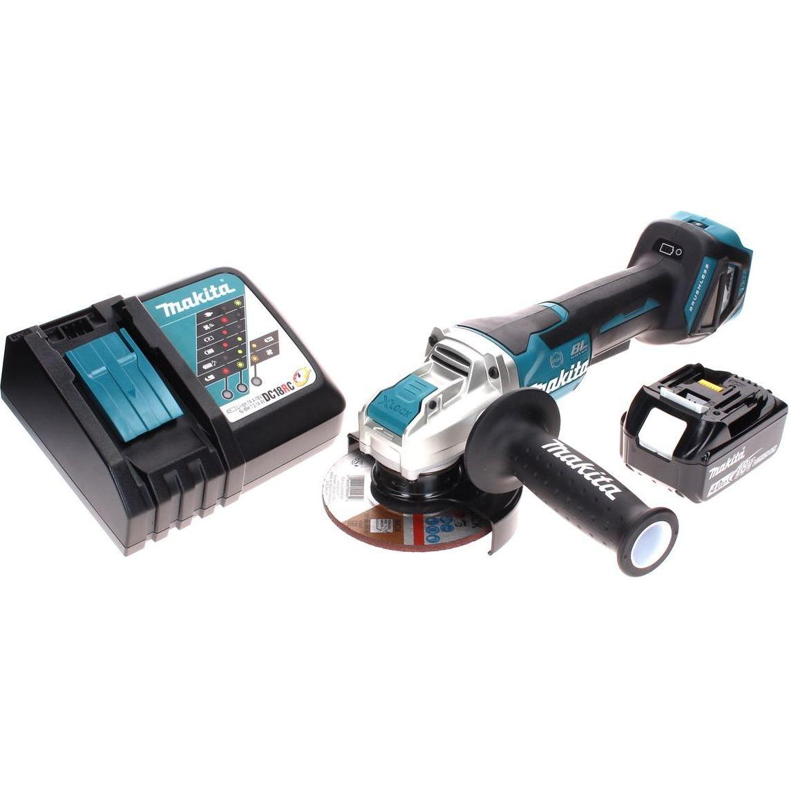 Thumbnail - Makita, Winkelschleifer, DGA 519 RM1 Akku Winkelschleifer 18 V 125 mm Brushless X-Lock + 1x Akku 4,0 Ah + Ladegerät (125...