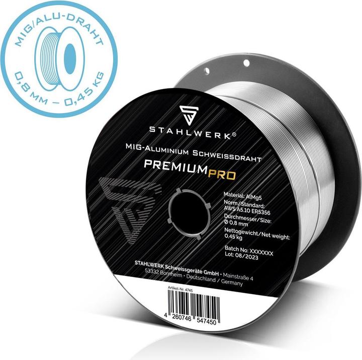 Actual product image Stahlwerk Welding wire MIG MAG aluminum ER5356 AlMg5 0.8 mm 0.45 kg wire reel