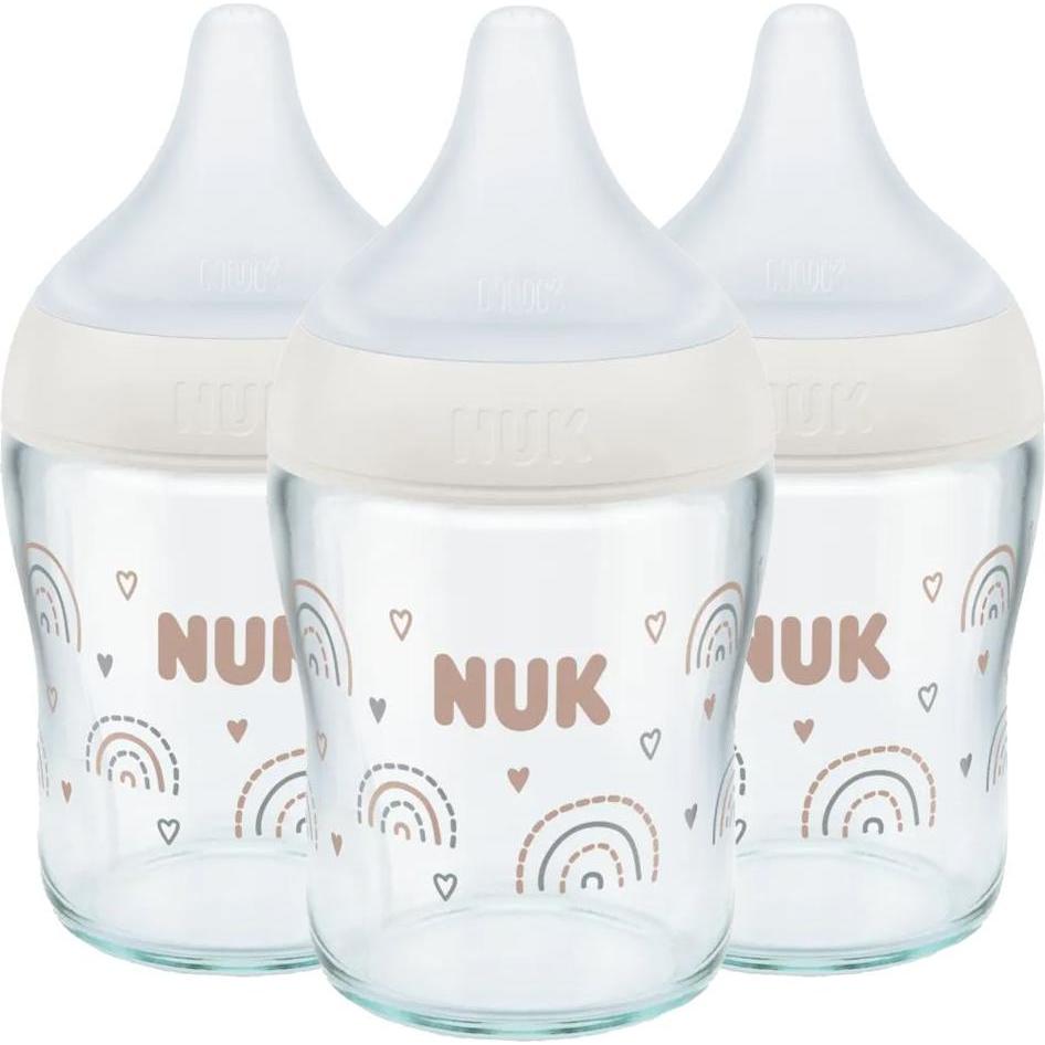 NUK, Babyflasche, Babyflaschen Glas-Flasche 3er Pack Perfect Match 120 ml (120 ml)