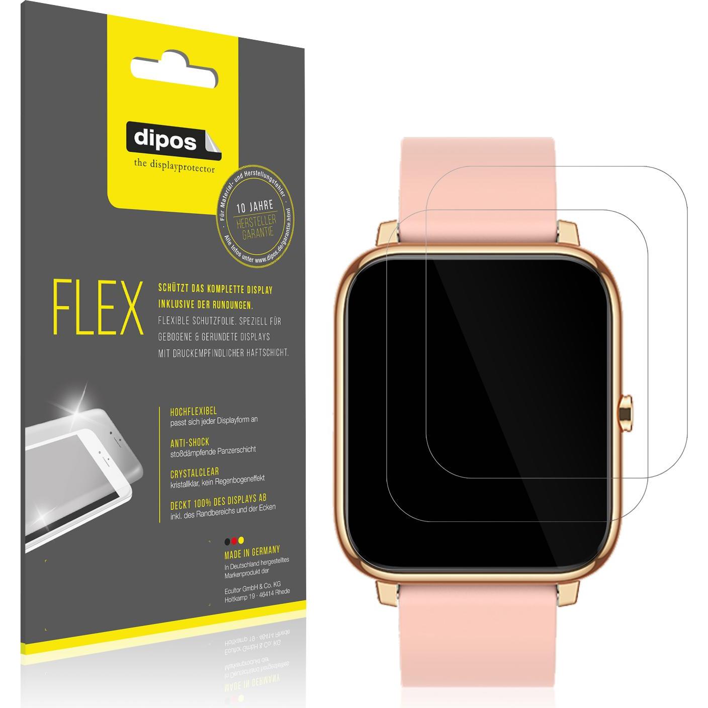 Dipos Displayschutzfolie Full-Cover 3D, Smartwatch Schutzfolie, Transparent