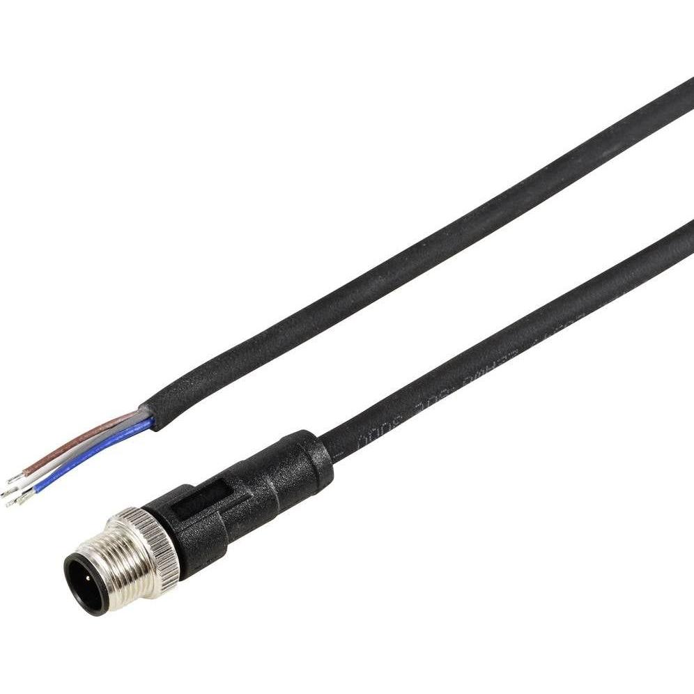 Tru Components TC-12833176 Sensor-/Aktor-Anschlussleitung M12 Stecker, gerade 5, Elektronikkabel + Stecker, Schwarz