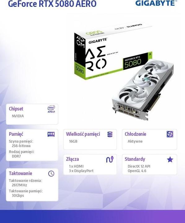 Image du produit Gigabyte GeForce RTX 5080 AERO OC SFF (16 Go)