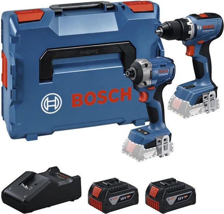Bosch Professional Bosch Blau 0615A50090 Combipack 2 Maschinen GSR + GDR 2x 18V 5.0Ah und Ladegerät in L-BOXX