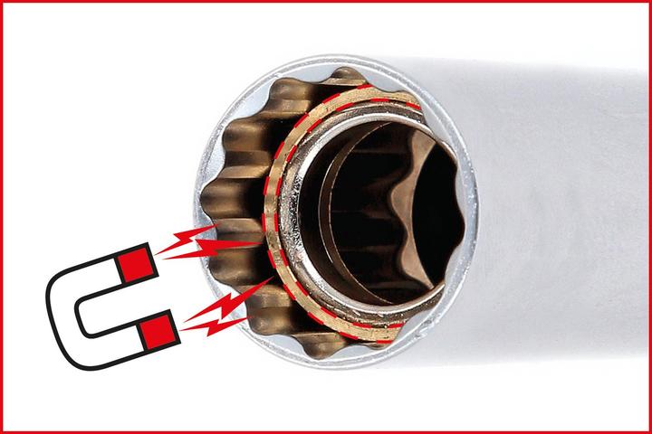 Actual product image KS Tools 517.1145 3/8" Zündkerzen-Stecknuss-Satz magnetisch mit Gelenk