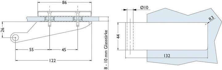 Produktbild Hermat Glastürband 6225,2tlg,FT24,kantig,edelstahl matt