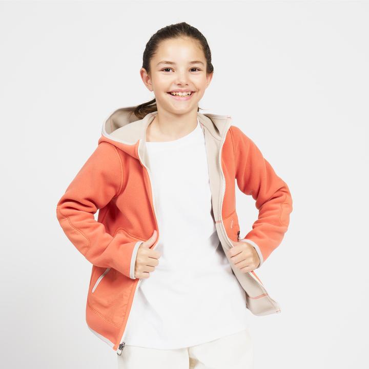 Produktbild Tribord Fleecejacke Segeln Kinder warm wendbar 500 orange/beige (164)