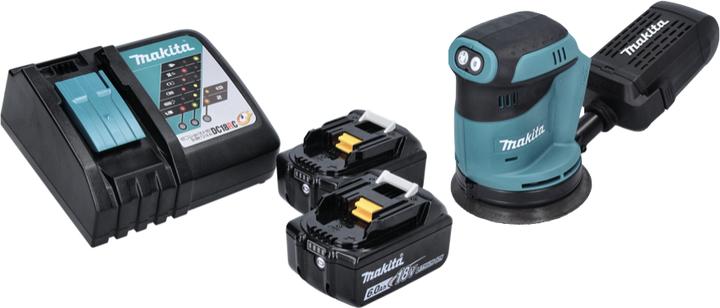 Productafbeelding Makita DBO 180 RG Accu Vlakschuurmachine 18 V 125 mm + 2x Accu 6.0 Ah + Lader (Excentrische schuurmachine)