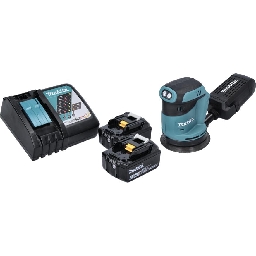 Thumbnail - Makita, Schleifmaschine + Poliermaschine, DBO 180 RG Akku Exzenterschleifer 18 V 125 mm + 2x Akku 6,0 Ah + Ladegerät (Ex...