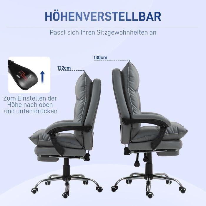 Actual product image Swisshandel24 Bürostuhl mit Liegefunktion, ergonomisch Schreibtischstuhl Drehstuhl Dunkelgrau