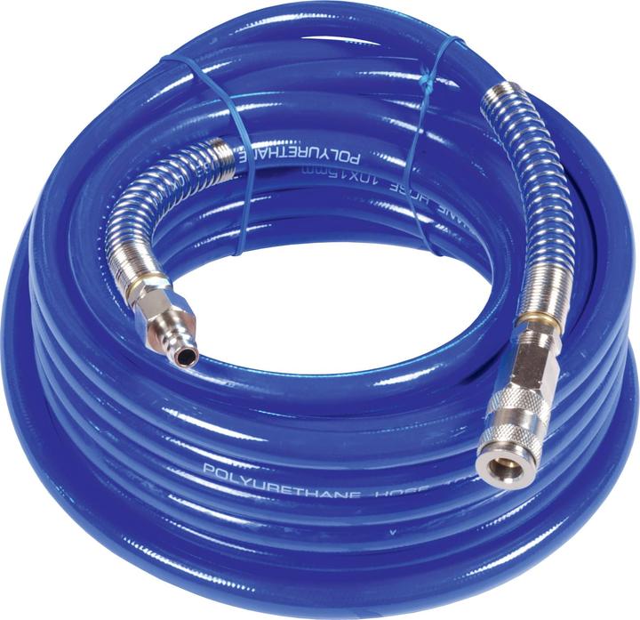 Elmag Set di tubi per aria compressa PU 10m con raccordo e gommino 10x15mm
